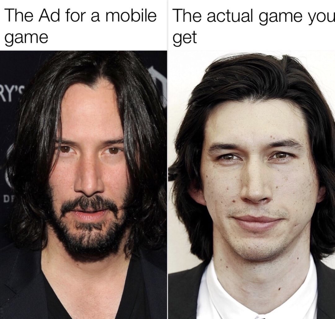 adam driver - The Ad for a mobile The actual game you get game Ry'S
