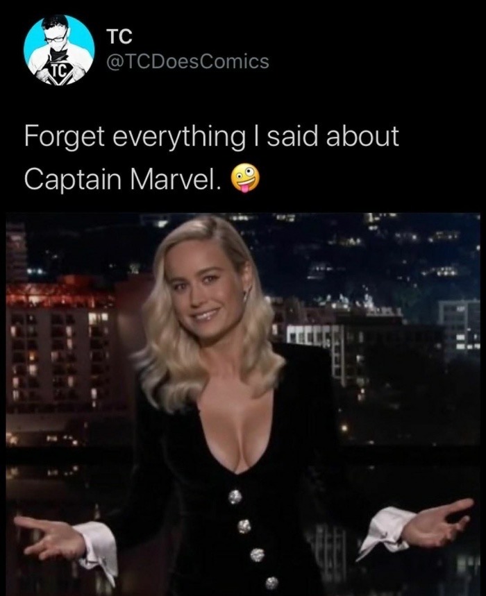 brie larson jimmy kimmel dress - Tc Forget everything I said about Captain Marvel. O