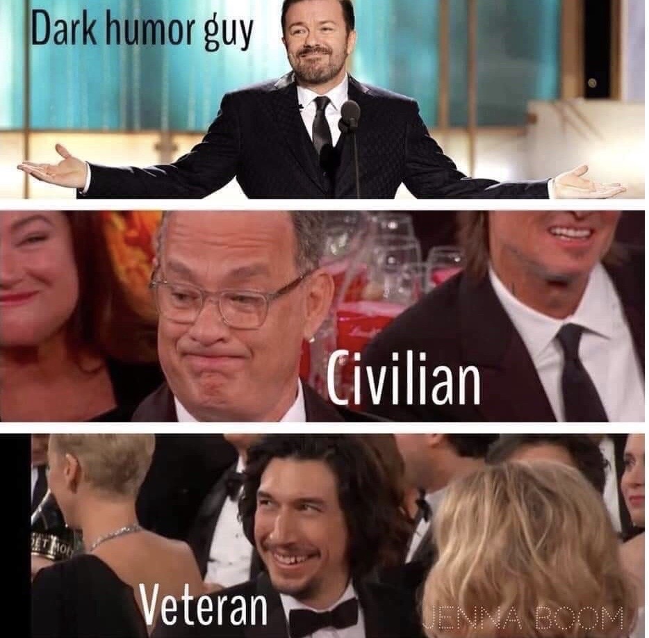 ricky gervais golden globes 2011 - Dark humor guy Civilian Veteran