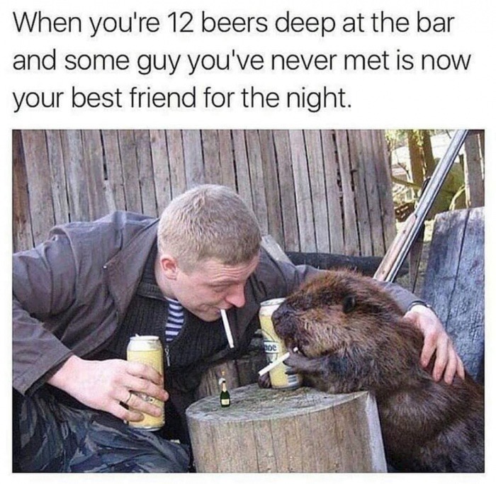 you re 12 beers deep - When you're 12 beers deep at the bar and some guy you've never met is now your best friend for the night.