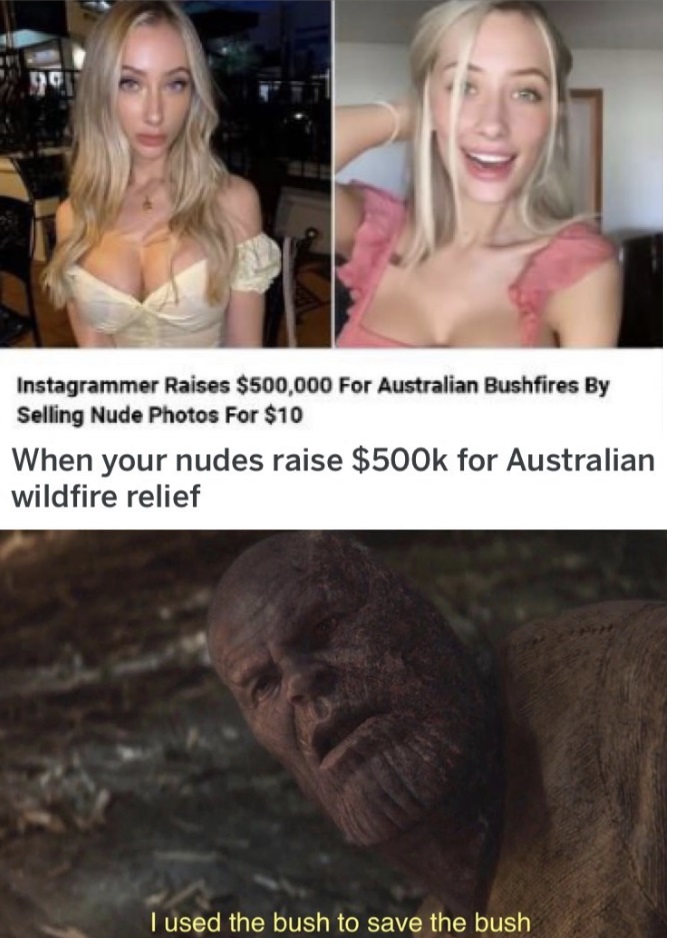 blond - Instagrammer Raises $500,000 For Australian Bushfires By Selling Nude Photos For $10 When your nudes raise $ for Australian wildfire relief Tused the bush to save the bush