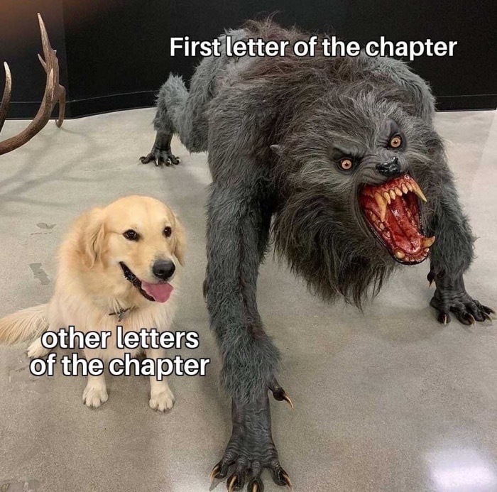 hate my boss meme - First letter of the chapter other letters of the chapter