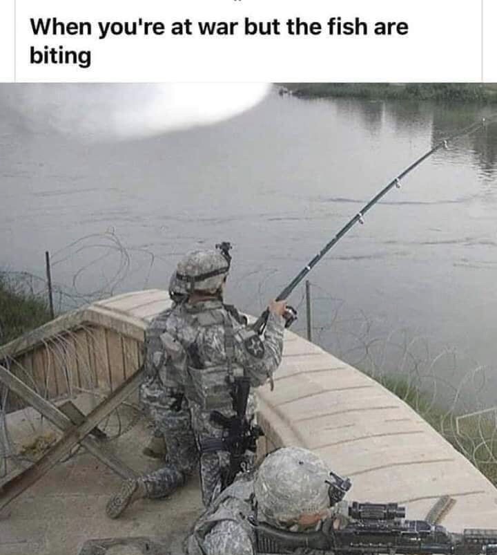 fishing rod - When you're at war but the fish are biting