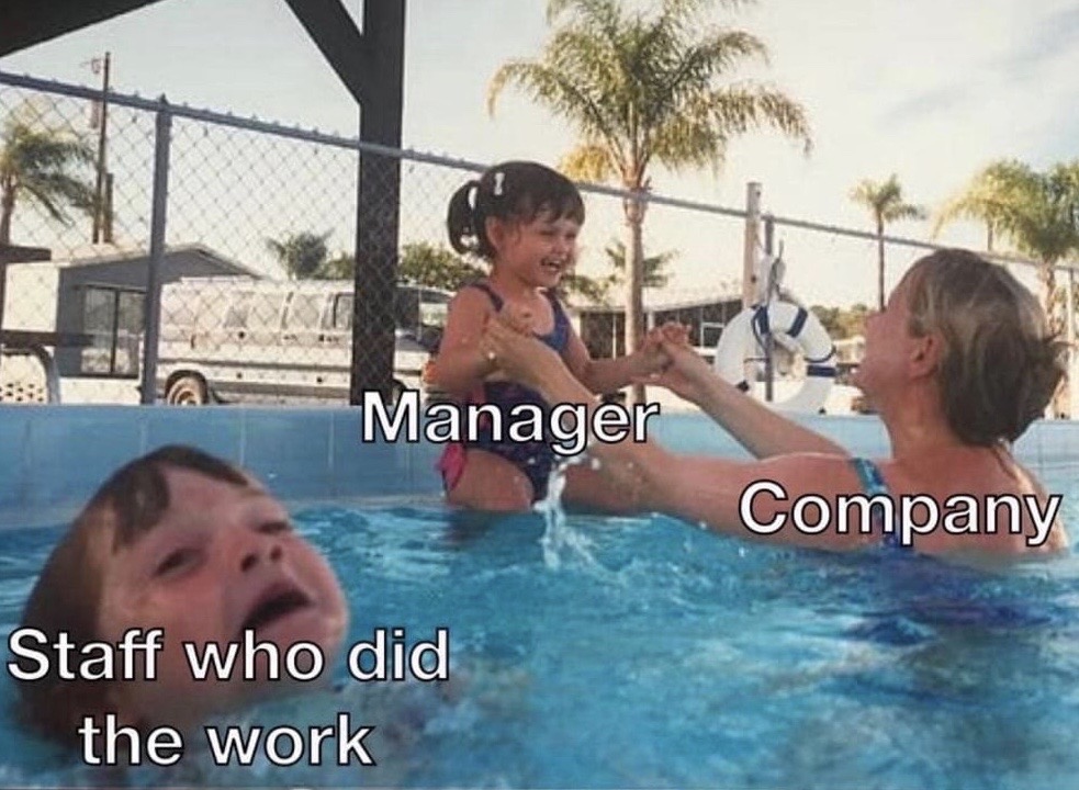 drowning kid meme template - Manager Company Staff who did the work