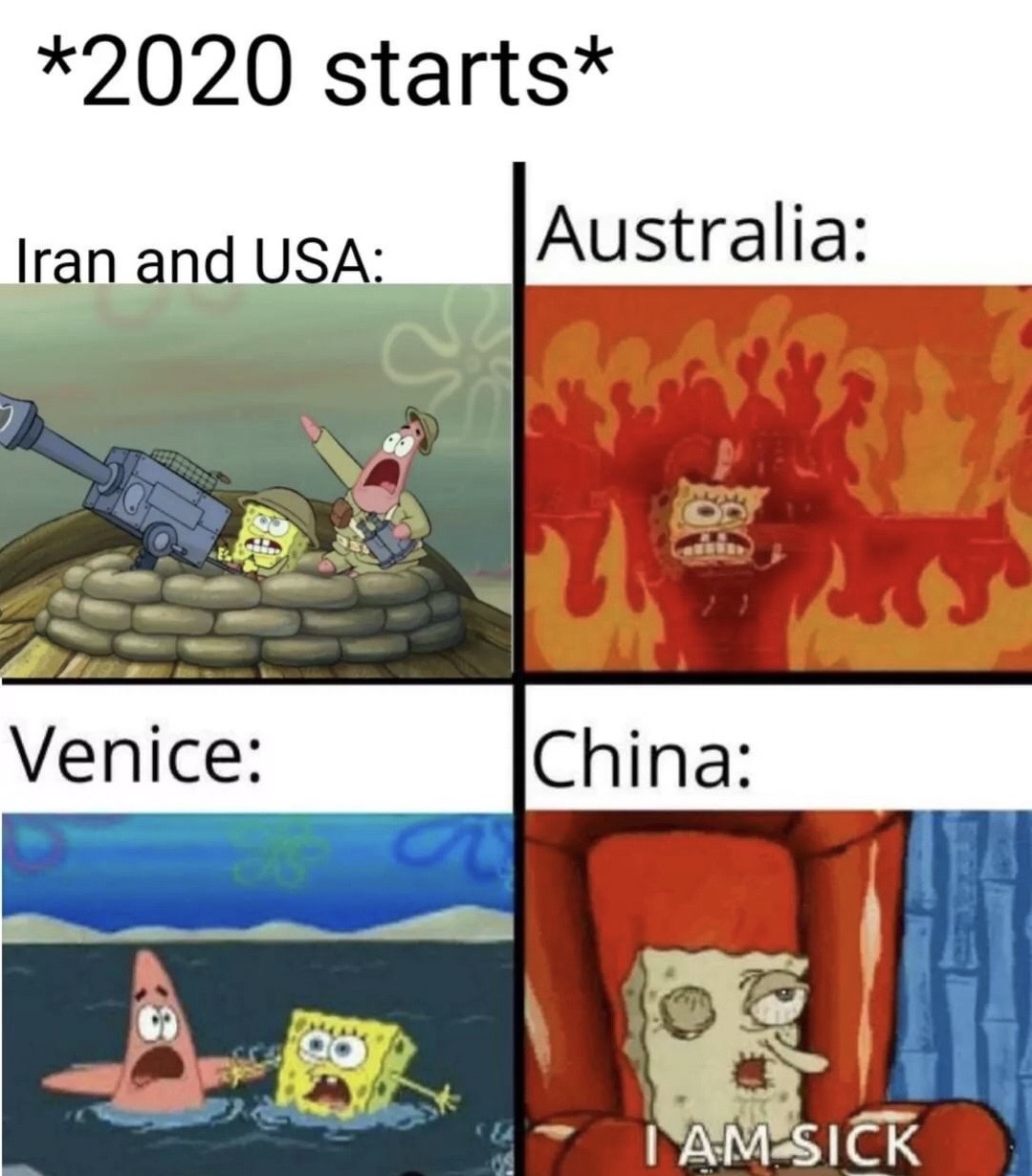 Humour - 2020 starts Iran and Usa | Australia Venice China I Am Sick