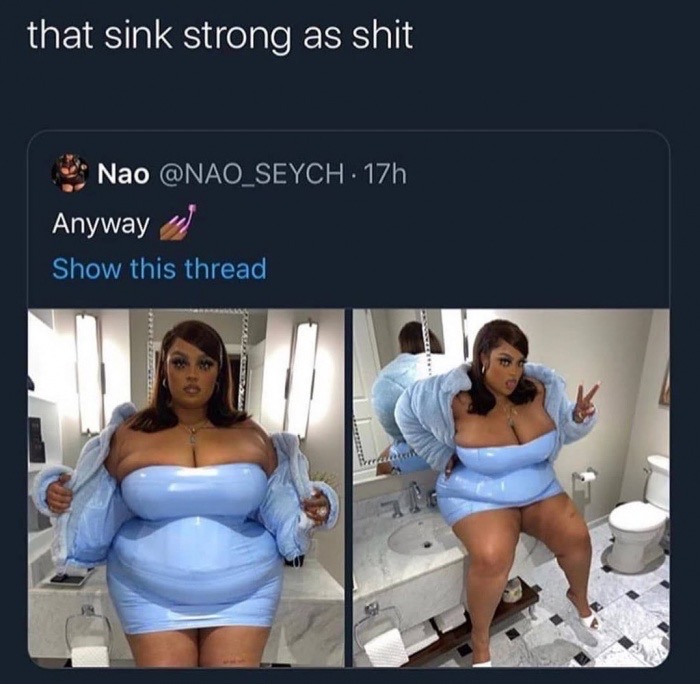 shoulder - that sink strong as shit Nao Seych. 17h Anyway Show this thread