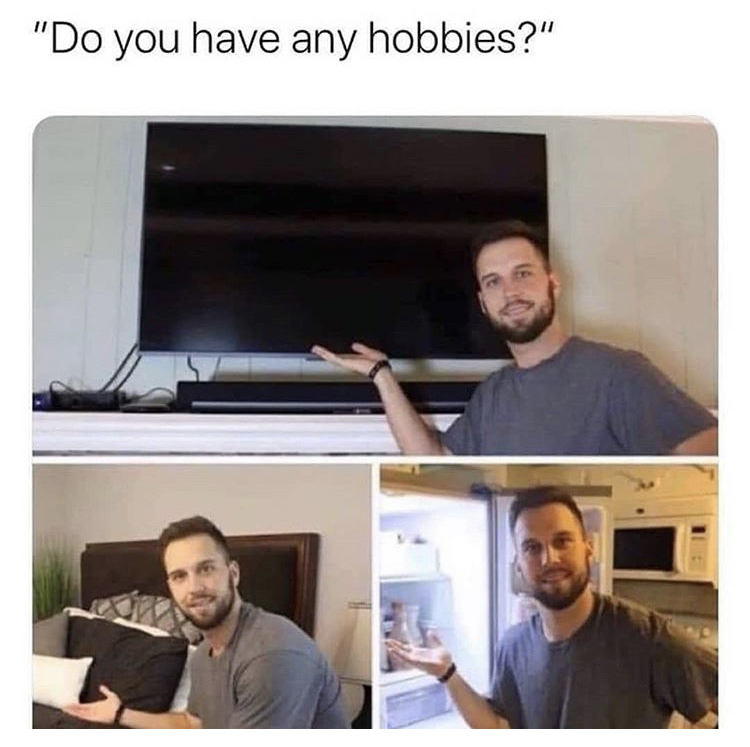 Meme - "Do you have any hobbies?"