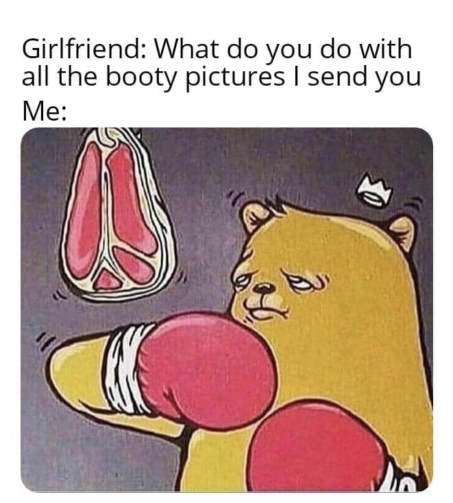 nudes fire meme - Girlfriend What do you do with all the booty pictures I send you Me
