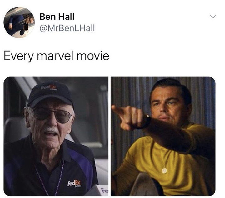 once upon a time in hollywood meme - Ben Hall Every marvel movie Fedex