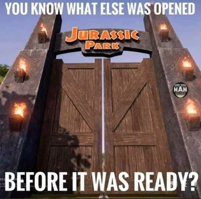 jurassic world evolution return to jurassic park - You Know What Else Was Opened Jurassic Parks Man Shed Before It Was Ready?