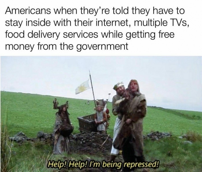help help i m being repressed gif - Americans when they're told they have to stay inside with their internet, multiple TVs, food delivery services while getting free money from the government Help! Help! I'm being repressed!