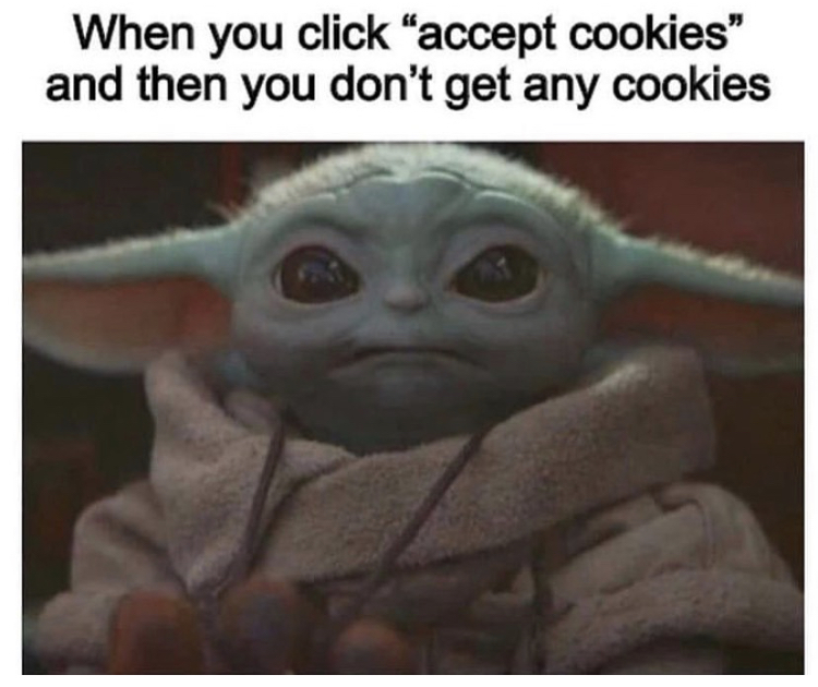 Yoda - When you click "accept cookies" and then you don't get any cookies