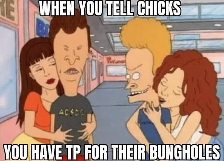 beavis and butthead meme - Te When You Tell Chicks Acdc You Have Tp For Their Bungholes