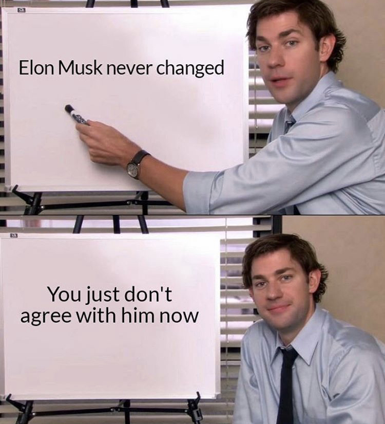 ryan seacrest barbara walters meme - Elon Musk never changed You just don't agree with him now