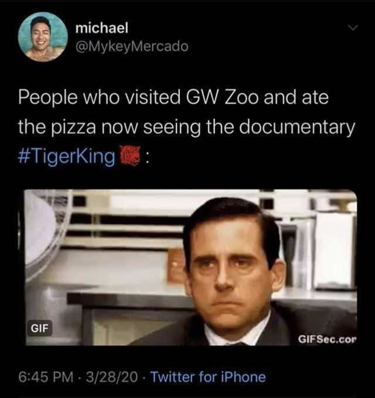 michael scott - michael Mercado People who visited Gw Zoo and ate the pizza now seeing the documentary Gif GIFSec.cor 32820 Twitter for iPhone