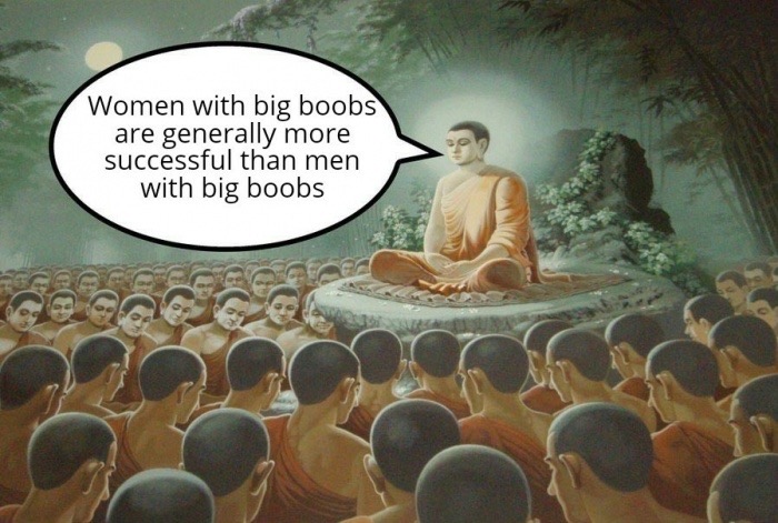 wisdom buddha meme - Women with big boobs are generally more successful than men with big boobs
