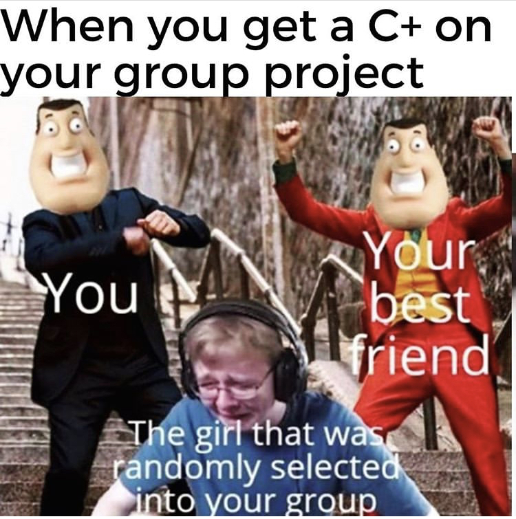 group project meme - When you get a C on your group project You Your best friend The girl that was randomly selected into your group