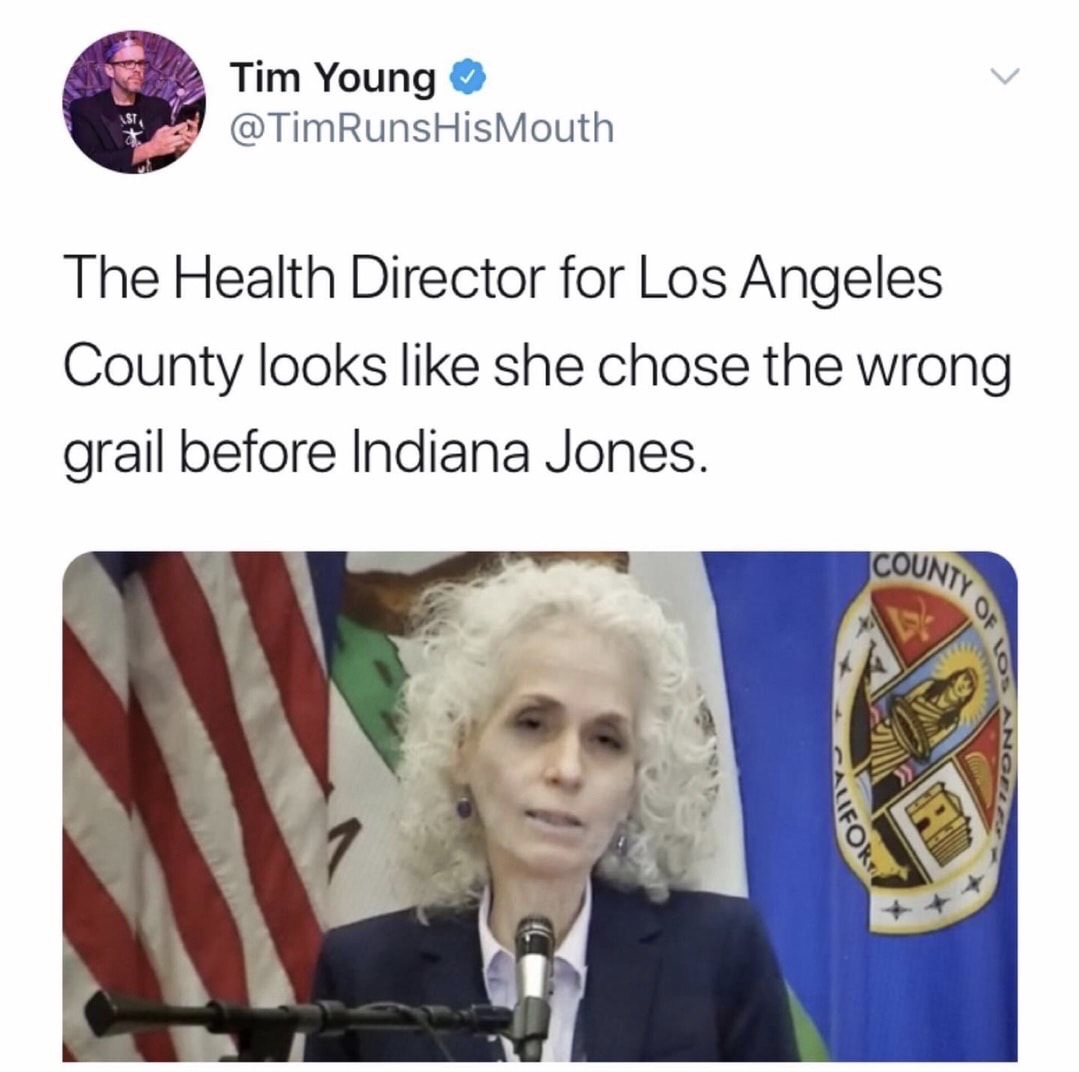 seal of los angeles county, california - v Tim Young HisMouth The Health Director for Los Angeles County looks she chose the wrong grail before Indiana Jones. Countyo Raufort