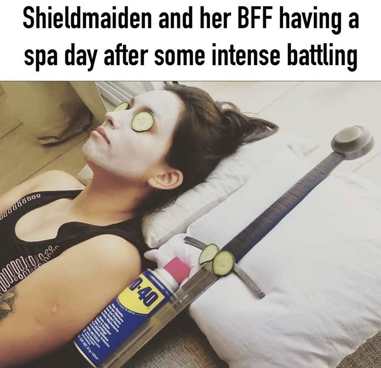 photo caption - Shieldmaiden and her Bff having a spa day after some intense battling 66000 Joonidhnin 0.40 Ca