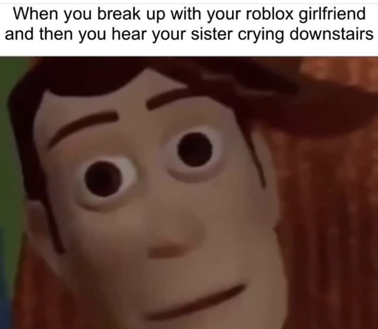 roblox face memes - When you break up with your roblox girlfriend and then you hear your sister crying downstairs