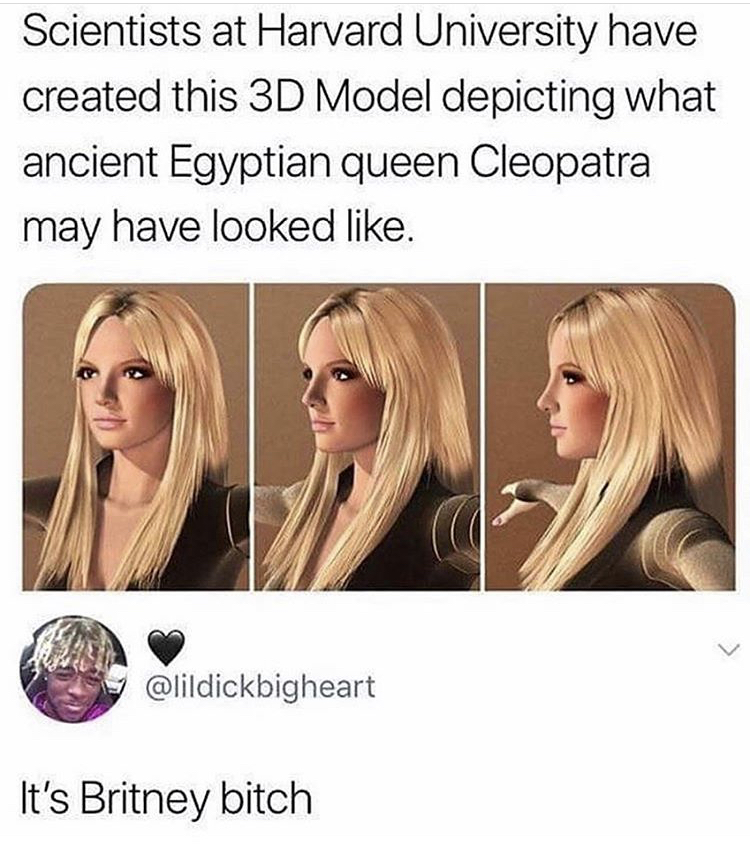 cleopatra may have looked like - Scientists at Harvard University have created this 3D Model depicting what ancient Egyptian queen Cleopatra may have looked . It's Britney bitch
