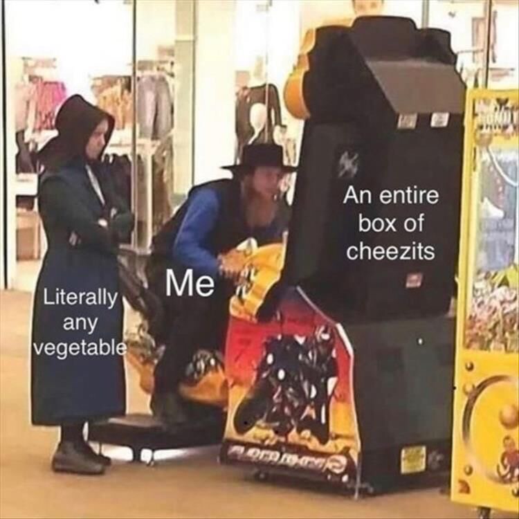 amish playing video games - Rond An entire box of cheezits Me Literally any vegetable normal