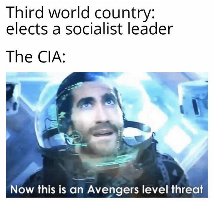 masturbating memes - Third world country elects a socialist leader The Cia Now this is an Avengers level threat