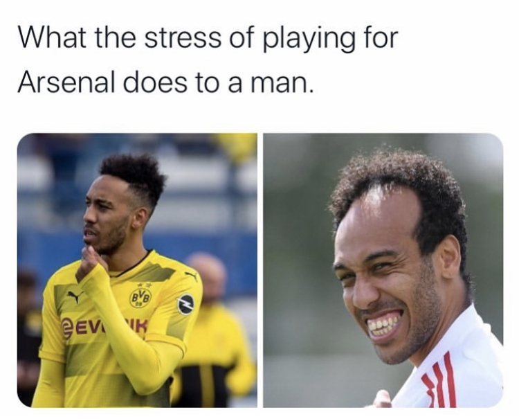 Pierre-Emerick Aubameyang - What the stress of playing for Arsenal does to a man. Bve Vk