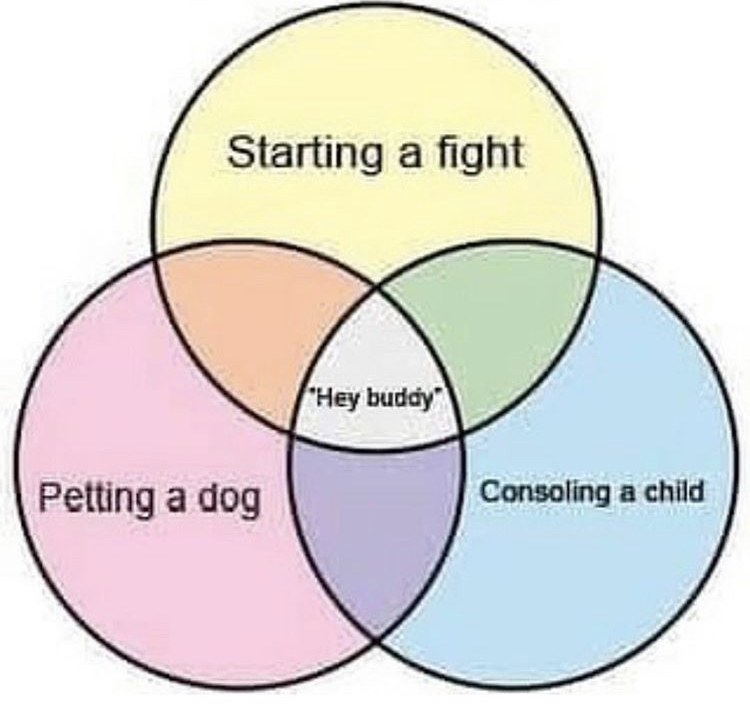 starting a fight hey buddy - Starting a fight "Hey buddy Petting a dog Consoling a child