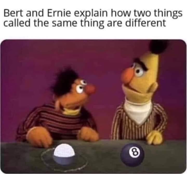 bert and ernie memes - Bert and Ernie explain how two things called the same thing are different