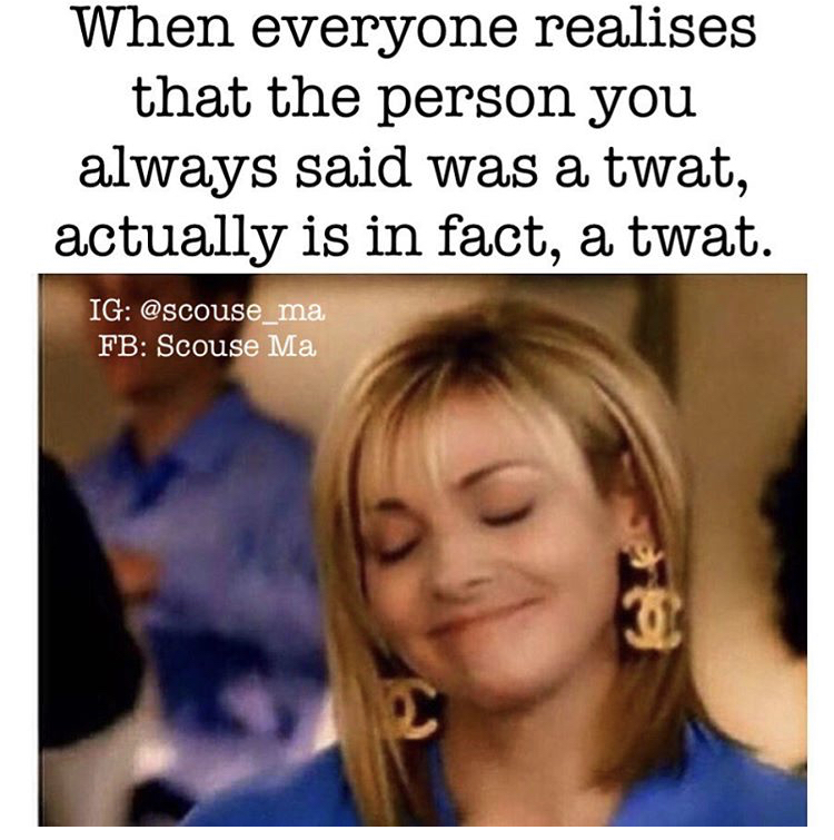 person you always said was a bitch - When everyone realises that the person you always said was a twat, actually is in fact, a twat. Ig Fb Scouse Ma