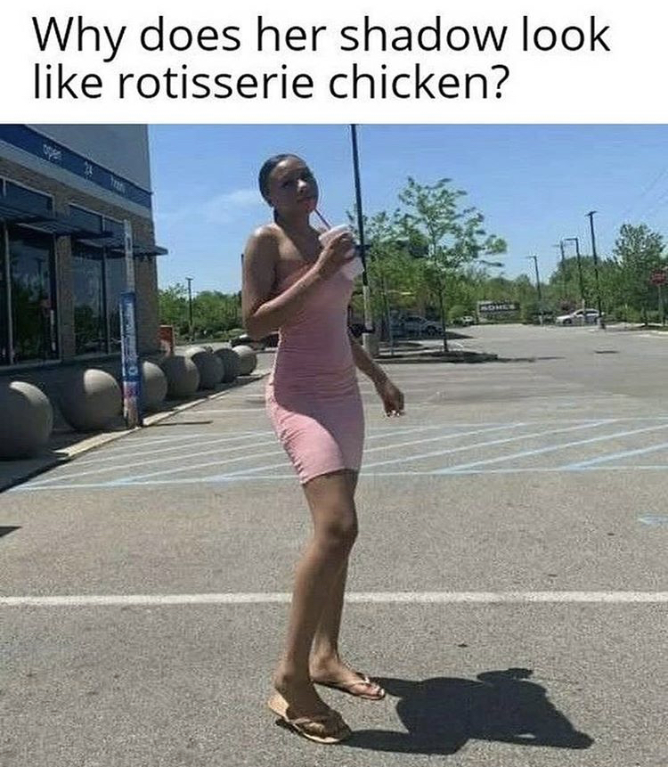 shoulder - Why does her shadow look rotisserie chicken?