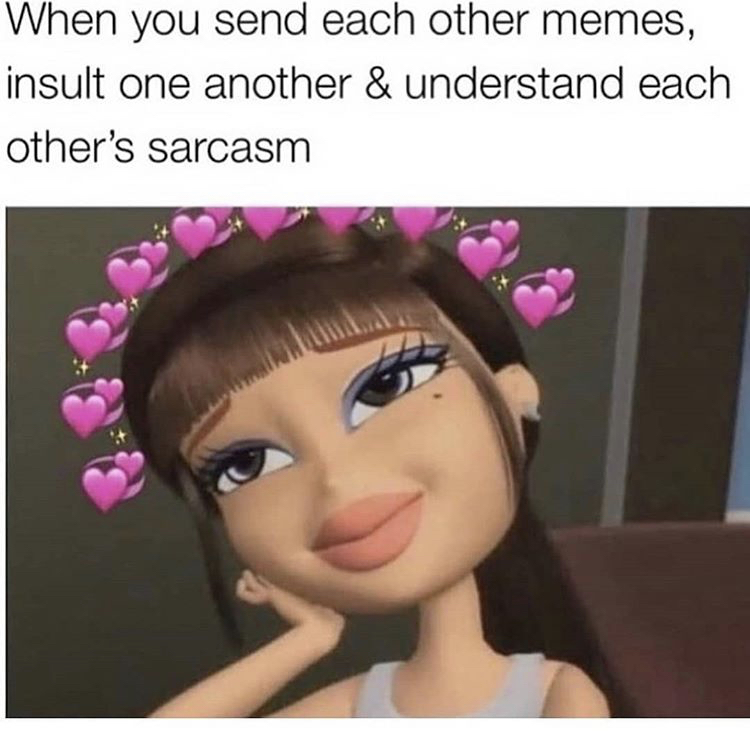 bratz meme - When you send each other memes, insult one another & understand each other's sarcasm