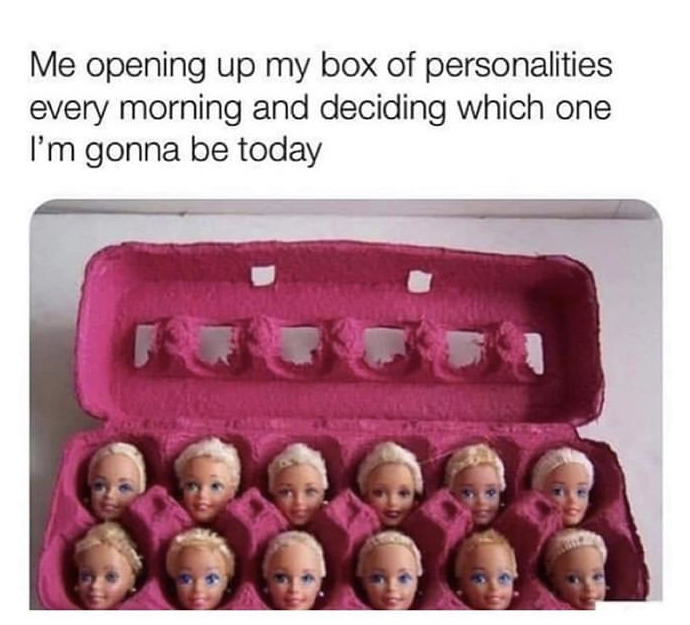 barbie heads in egg carton - Me opening up my box of personalities every morning and deciding which one I'm gonna be today