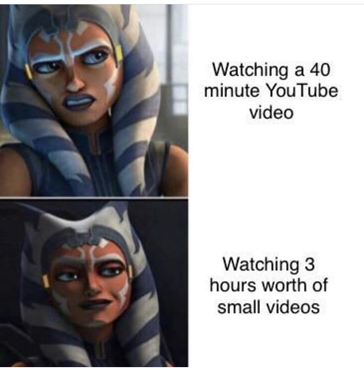 Ahsoka Tano - Watching a 40 minute YouTube video Watching 3 hours worth of small videos