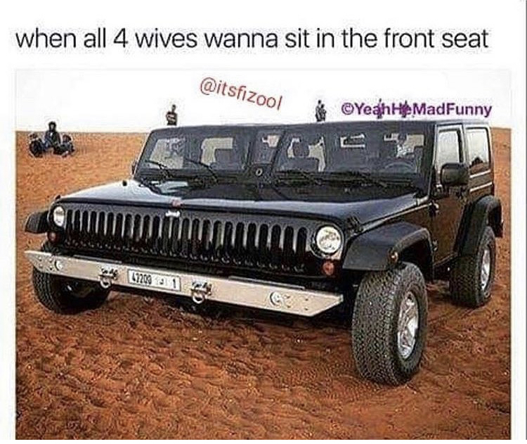 when all 4 wives wanna sit in the front seat Yeah He MadFunny