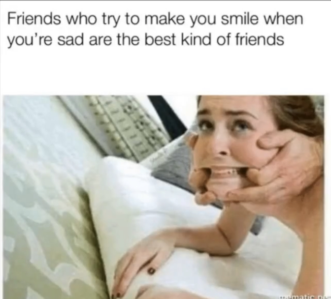 adult memes - Friends who try to make you smile when you're sad are the best kind of friends tematice