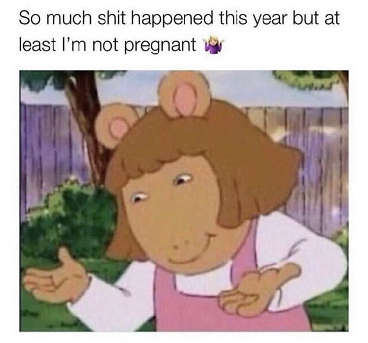 dw meme - So much shit happened this year but at least I'm not pregnant