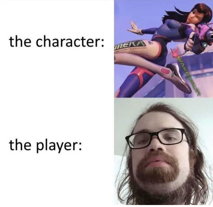 d va pose - the character Men Rich the player