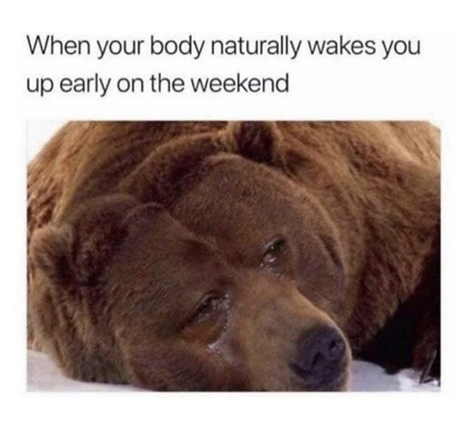 your body wakes you up meme - When your body naturally wakes you up early on the weekend