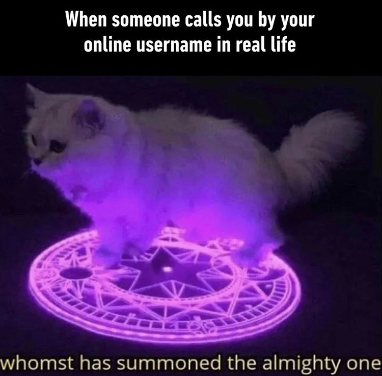 whomst has summoned the almighty one - When someone calls you by your online username in real life whomst has summoned the almighty one