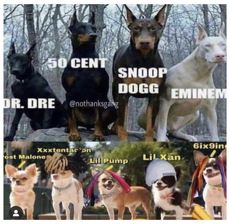 oldhead meme - 50 Cent Snoop Dogg Eminem Dr. Dre 6ix9in Xxxtentac on ost Malone Lil Pump Lil Xan