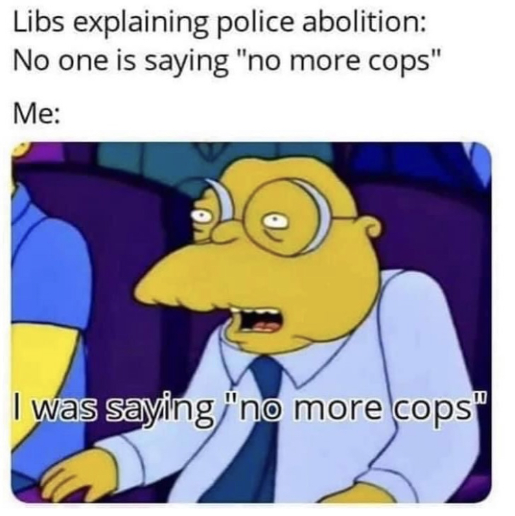 moleman memes - Libs explaining police abolition No one is saying "no more cops" Me I was saying "no more cops"