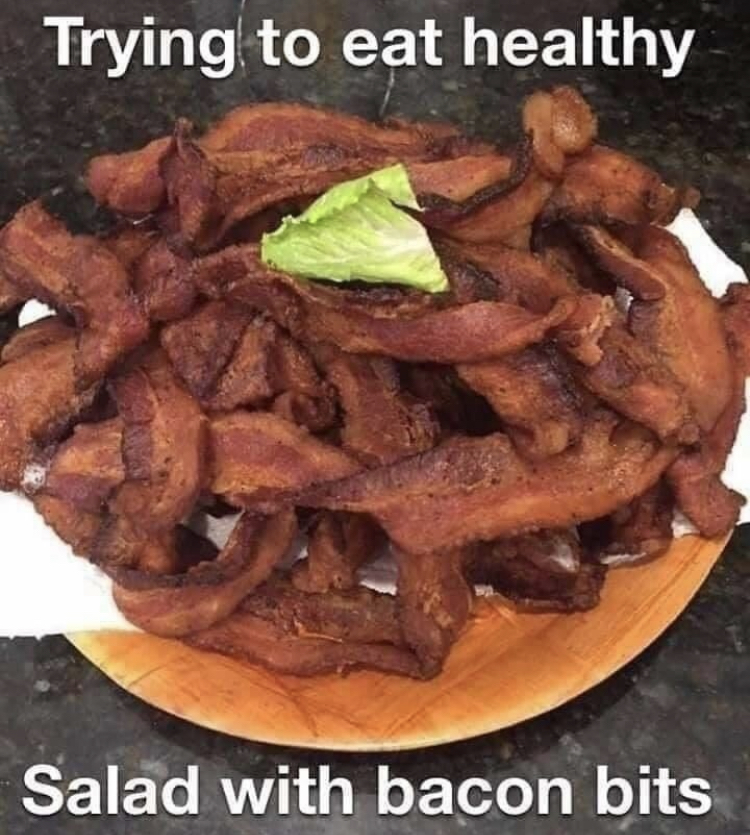salad with bacon bits - Trying to eat healthy Salad with bacon bits