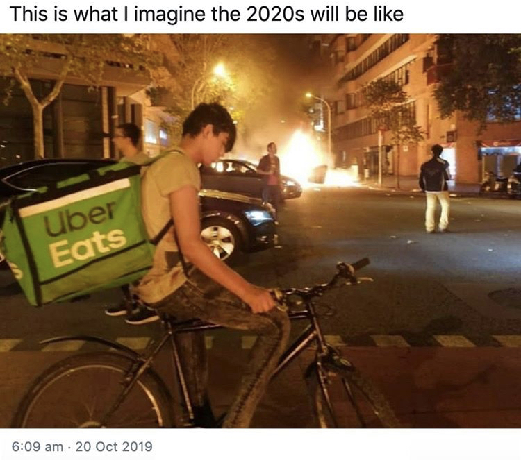 This is what I imagine the 2020s will be Uber Eats