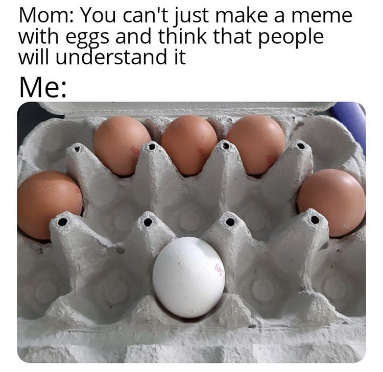 egg - Mom You can't just make a meme with eggs and think that people will understand it Me