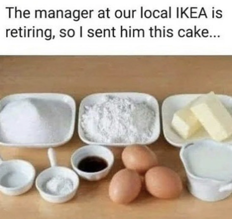 manager at our local ikea is retiring so i sent him this cake - The manager at our local Ikea is retiring, so I sent him this cake...