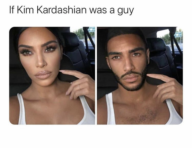 black hair - If Kim Kardashian was a guy