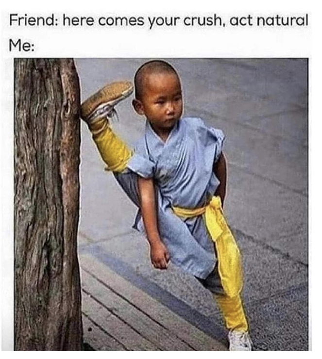 act normal memes - Friend here comes your crush, act natural Me