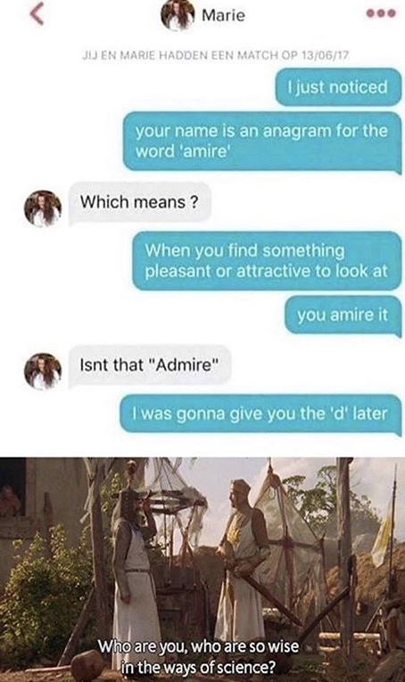 I just noticed your name is an anagram for the word 'amire Which means ? When you find something pleasant or attractive to look at you amire it Isnt that